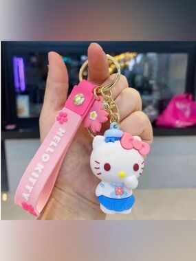 SANRIO Hello kitty Blue Pink Charm Keychain Cute Kawaii Licensed Japan
